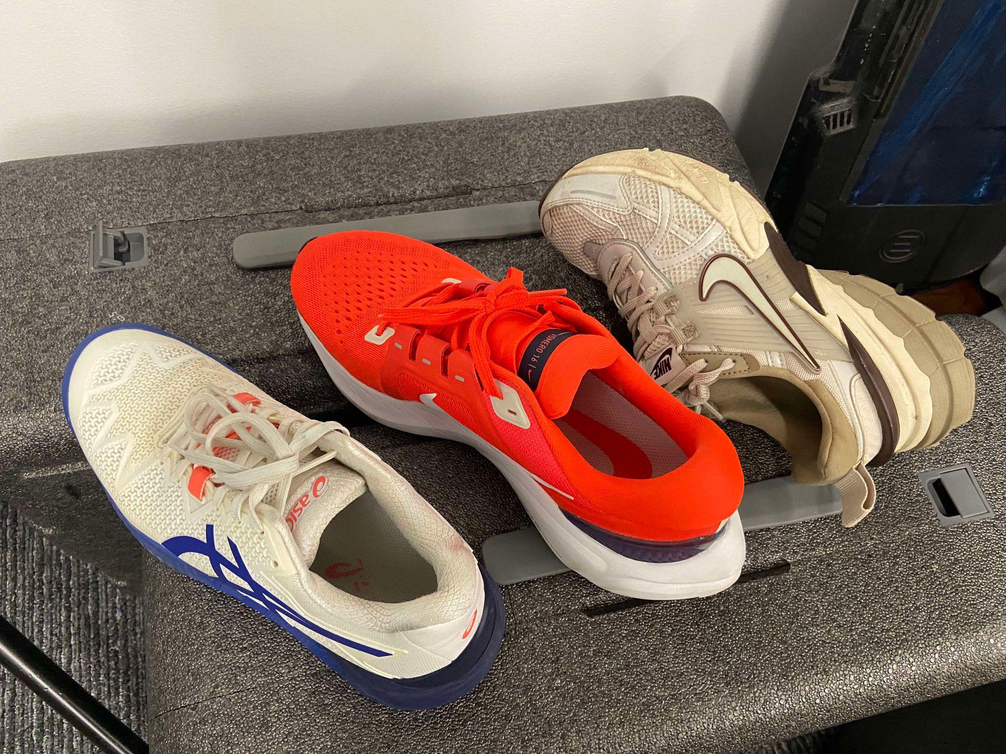 Multi-object scene containing several shoes